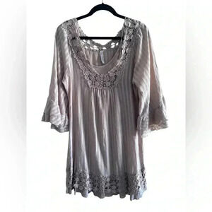 Maria Reno Embroidered Tunic Dress Size S